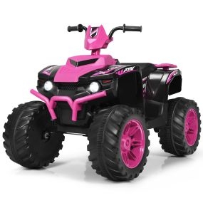 Cuatriciclo Eléctrico ATV para Niños Coche Montable de Batería Marcha Adelante Atrás Velocidad Alta Baja con Música Luces LED Rosa