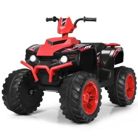 Cuatriciclo Eléctrico ATV para Niños Coche Montable de Batería Marcha Adelante Atrás Velocidad Alta Baja con Música Luces LED Rojo