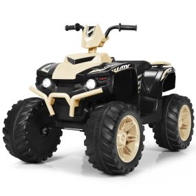 Cuatriciclo Eléctrico ATV para Niños Coche Montable de Batería Marcha Adelante Atrás Velocidad Alta Baja con Música Luces LED Amarillo