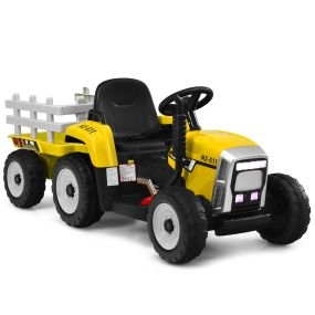 Juguete Tractor Eléctrico para Niños con 3 Marchas Luces LED Música Bocina Funciones Audio USB y Bluetooth Hasta 30kg Amarillo