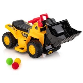 Coche Excavadora para Niños Juguete Eléctrico con Cubo de Excavación Controlable Efectos de Sonido Aro de Baloncesto Plegable para 2+ Años