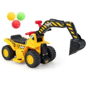 Juguete de Excavadora Eléctrica para Niños de 2+ Años con Almacenamiento Bocina Efectos de Sonido Aro de Baloncesto Plegable y 3 Pelotas