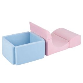 Juego de 2 bloques de escalada para niños de espuma suave modular DIY de ante rosa y azul
