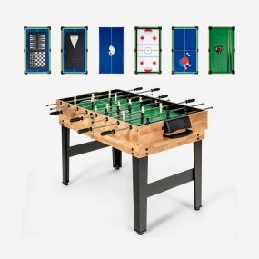 Mesa Multijuegos Mesa de Juego 10 en 1 con Futbolín Hockey Tenis de Mesa Billar Shuffleboard Bolos Ajedrez Cartas Damas Multicolor