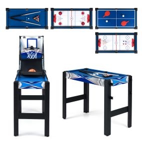 Mesa multijuegos 6 en 1 convertible con billar, baloncesto, air hockey, ping pong, tejo y bolos