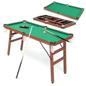 Juego de Mesa de Billar Plegable Portátil con Patas Plegables Niveladores de Pies Ajustables Esquinas Protegidas de Cuero 2 Tizas Bolas