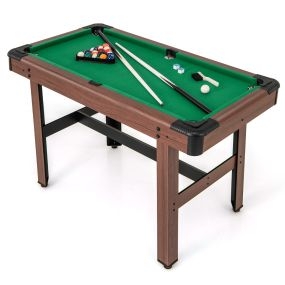 Mesa de billar de madera 122 cm verde con bolas, 2 palos, 2 tizas, triángulo y cepillo