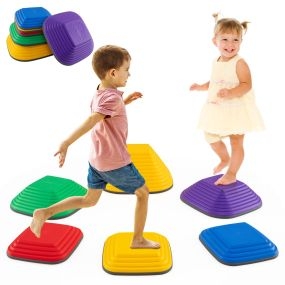 6 Piezas de Piedras de Equilibrio Bloques Cuadrados Antideslizantes para Interior Exterior para Niños de 3+ Años Multicolor