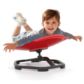 Silla giratoria sensorial para niños con base metálica antideslizante, 360°, 54 x 50 x 25 cm, rojo