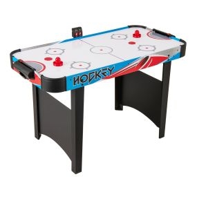 Mesa de air hockey con marcador LED y motor 12V, 2 discos y 2 paletas, 122 x 61 x 76 cm, azul