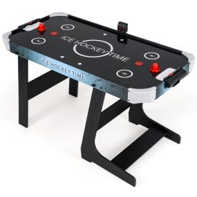 Mesa de Hockey de Aire con Marcador Electrónico Motor de 12V 2 Discos y 2 Empujadores Juego de Hockey de Pie 144 x 68 x 79 cm Negro
