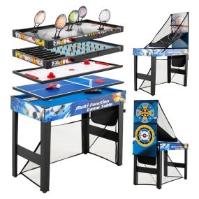 Mesa de juegos 10 en 1 con billar, hockey, tenis, baloncesto, fútbol, pinball, dardos y arquería