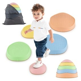 Piedras de Equilibrio para Niños 5 Piezas con Superficie Antideslizante y Bolsa de Almacenamiento para Habilidades Motoras Fuerza Multicolor 1