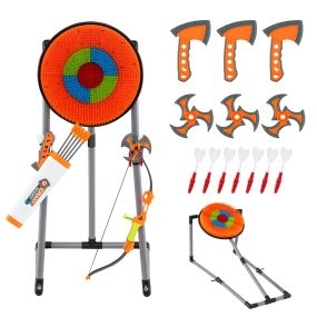 Juego de lanzamiento de dardos para niños 8+ con 12 dardos y 5 flechas, naranja