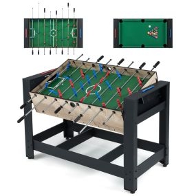 Mesa de Juego 2 en 1 Giratoria con Futbolín y Billar para Adolescentes y Adultos Incluye Accesorios Completos 122 cm