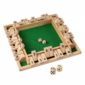 Juego Shut the Box de Madera de Pino para 4 Jugadores con Tablero de Fieltro Suave y Dados Fácil Transportar 30 x 30 x 3,8 cm Natural