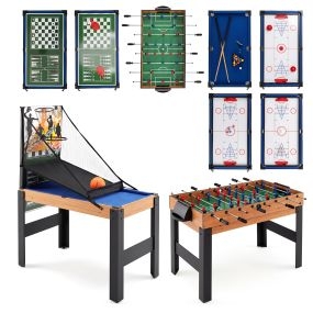 Mesa de juego 14 en 1 con baloncesto, billar, futbolín, ping pong, hockey y ajedrez natural