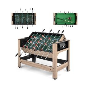 Mesa de Juego 2 en 1 Giratoria Futbolín Billar para Adolescentes Adultos Kit de Deportes Arcade Interiores Hogar Sala de Juegos Fiestas Negro y Marrón