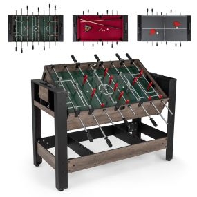 Mesa de Juegos Giratoria 3 en 1 49 pulgadas Futbolín Billar Ping Pong para Adolescentes Adultos Sala de Juegos Familiar Fiestas Negro y Marrón