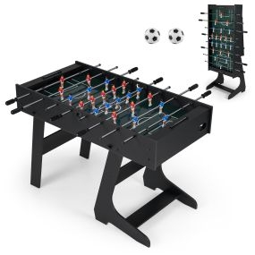 Futbolín Plegable de Madera con 22 Jugadores 2 Marcadores 2 Balones para 2-4 Jugadores Fiestas Familia Reuniones Negro