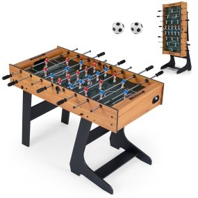 Futbolín Plegable de Madera con 22 Jugadores 2 Marcadores 2 Balones para 2-4 Jugadores Fiestas Familia Reuniones Natural+Negro