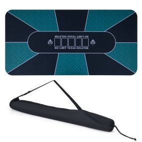 Alfombra Mesa Póquer Portátil Texas Hold'em Superficie Repelente Agua Base Antideslizante 10 Jugadores 179x89cm Negro+Verde
