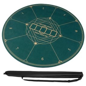 Tapete de Póquer Redondo para Texas Hold'em Base Goma Antideslizante Plegable Bolsa Transporte para 8 Jugadores 100cm Verde