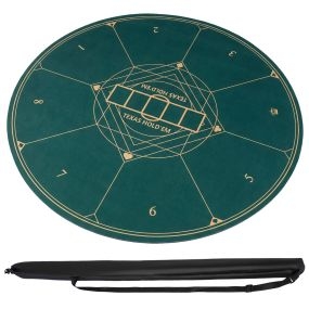 Tapete de Póquer Redondo para Texas Hold'em Base Goma Antideslizante Plegable Bolsa Transporte para 8 Jugadores 120cm Verde