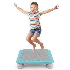 Minitrampolín infantil compacto azul 65 x 65 x 13 cm para uso doméstico seguro