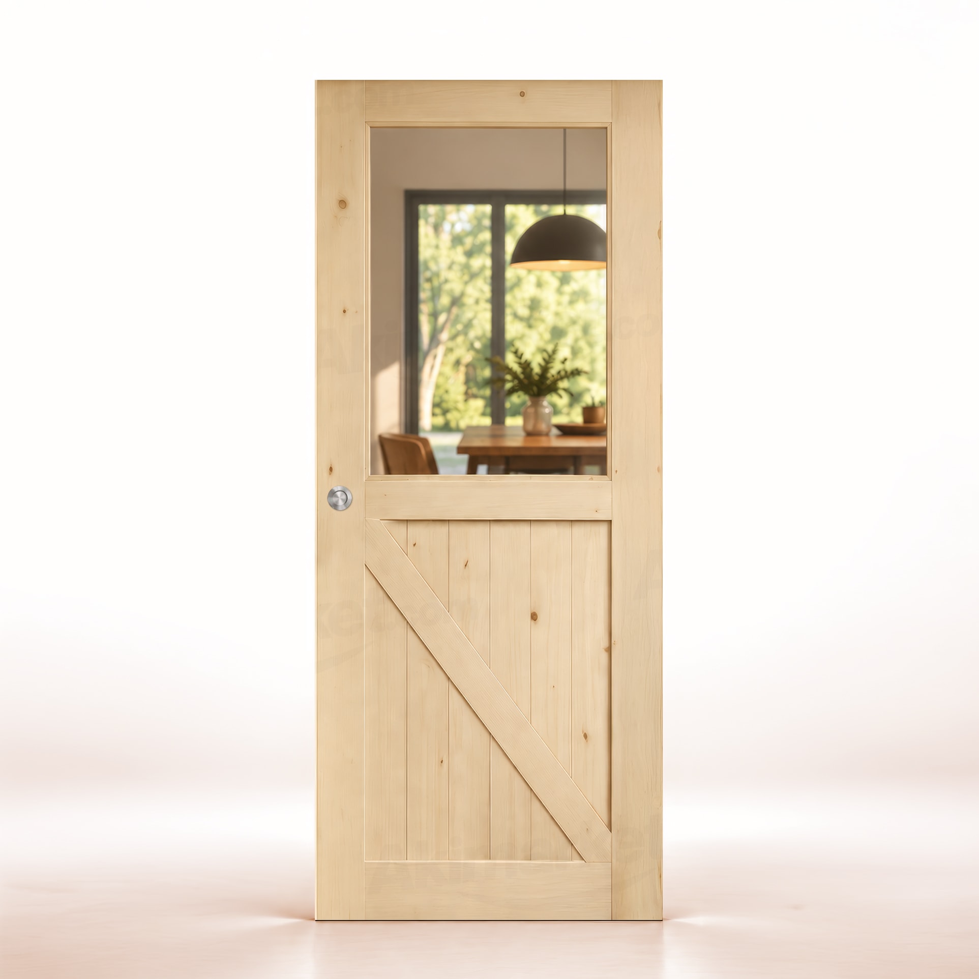 Puerta de Granero Gr001-L ZV1 de Interior de Madera en Crudo