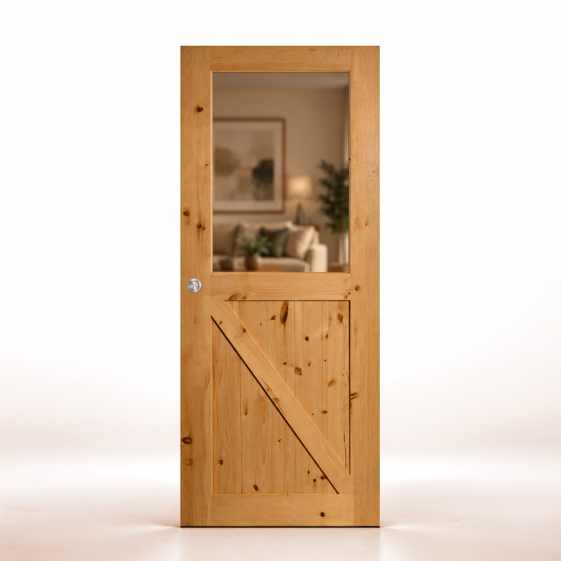 Puerta de Granero Gr001-L ZV1 de Interior de Madera Teñida Nogal Muy Claro D-2915