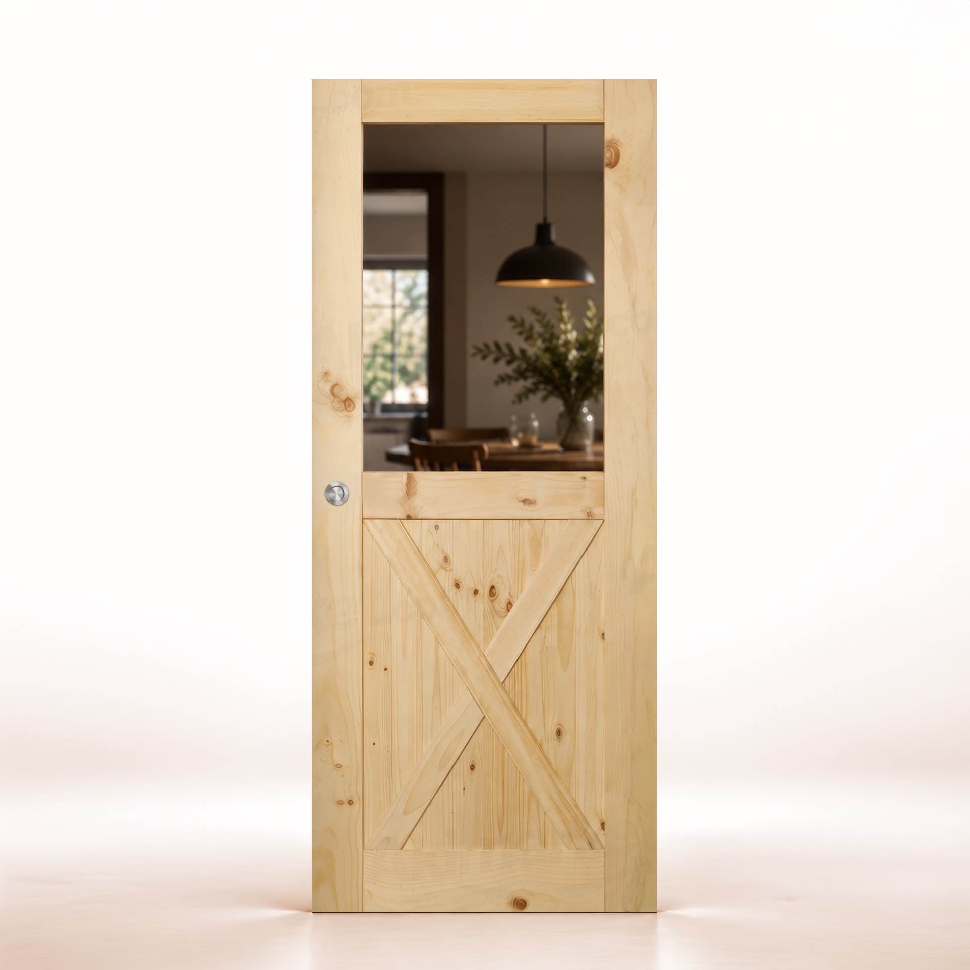 Puerta de Granero Gr003-L ZV1 de Interior de Madera en Crudo