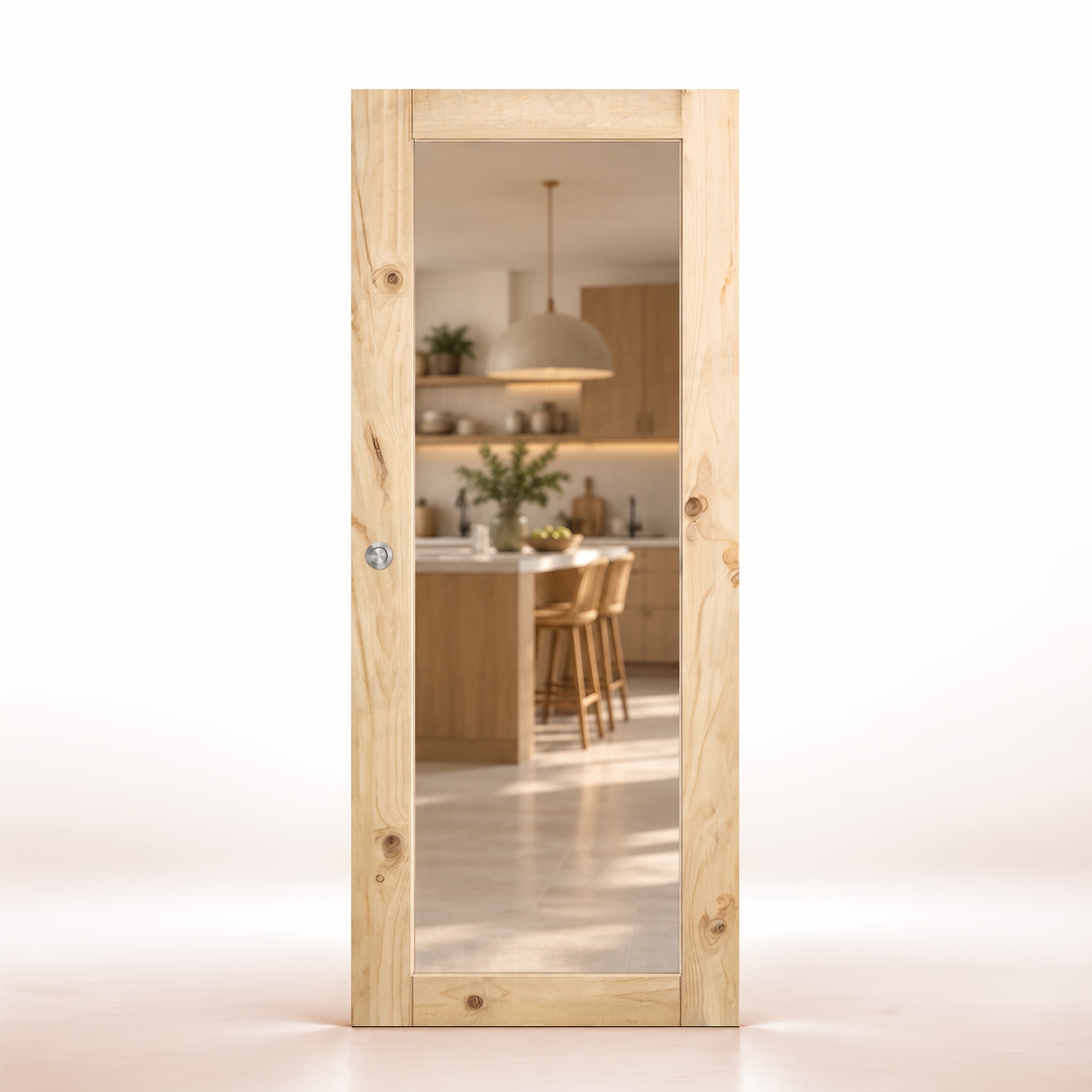 Puerta de Granero Gr005-L V1 de Interior de Madera en Crudo
