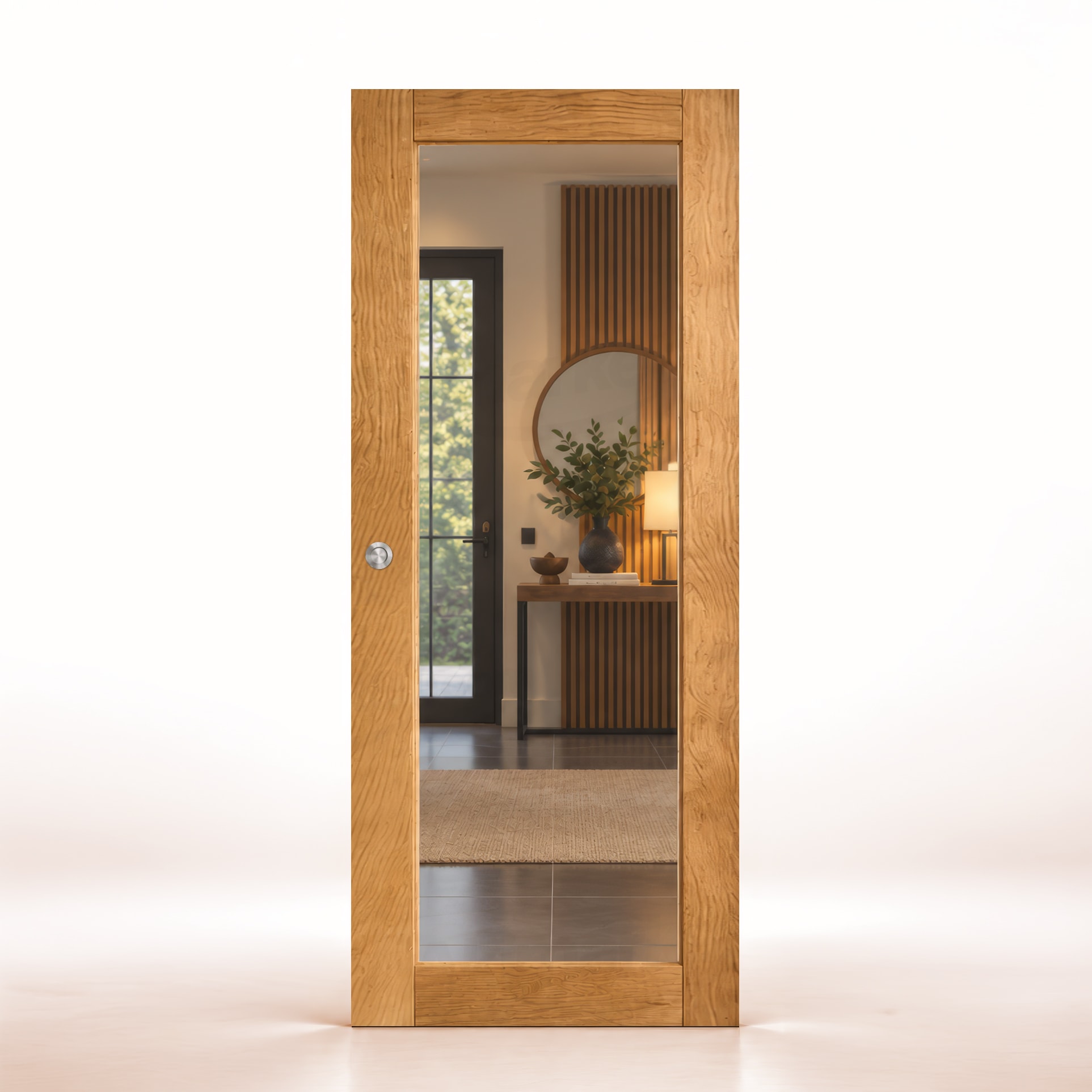 Puerta de Granero Gr005-L V1 de Interior de Madera Teñida Nogal Muy Claro D-2915