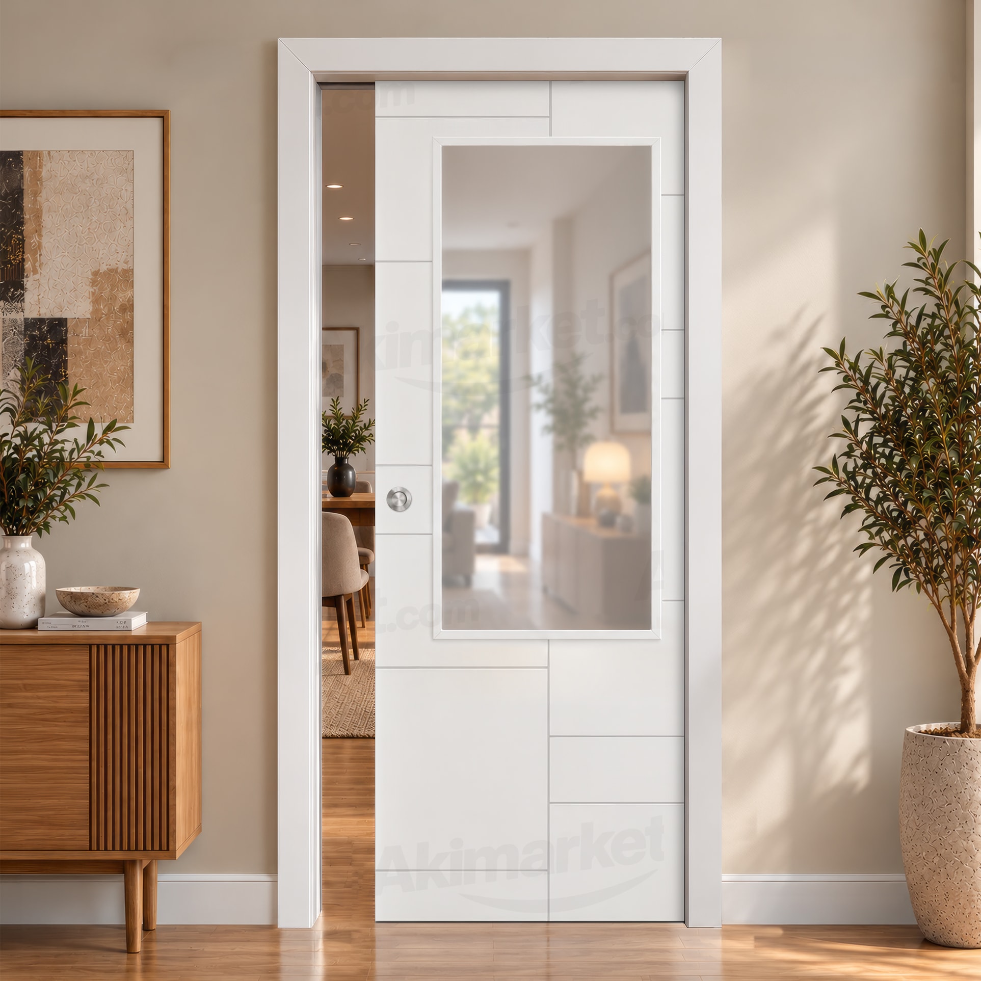 Puerta Corredera Alezkar-ZV1 de Interior Lacada Blanca