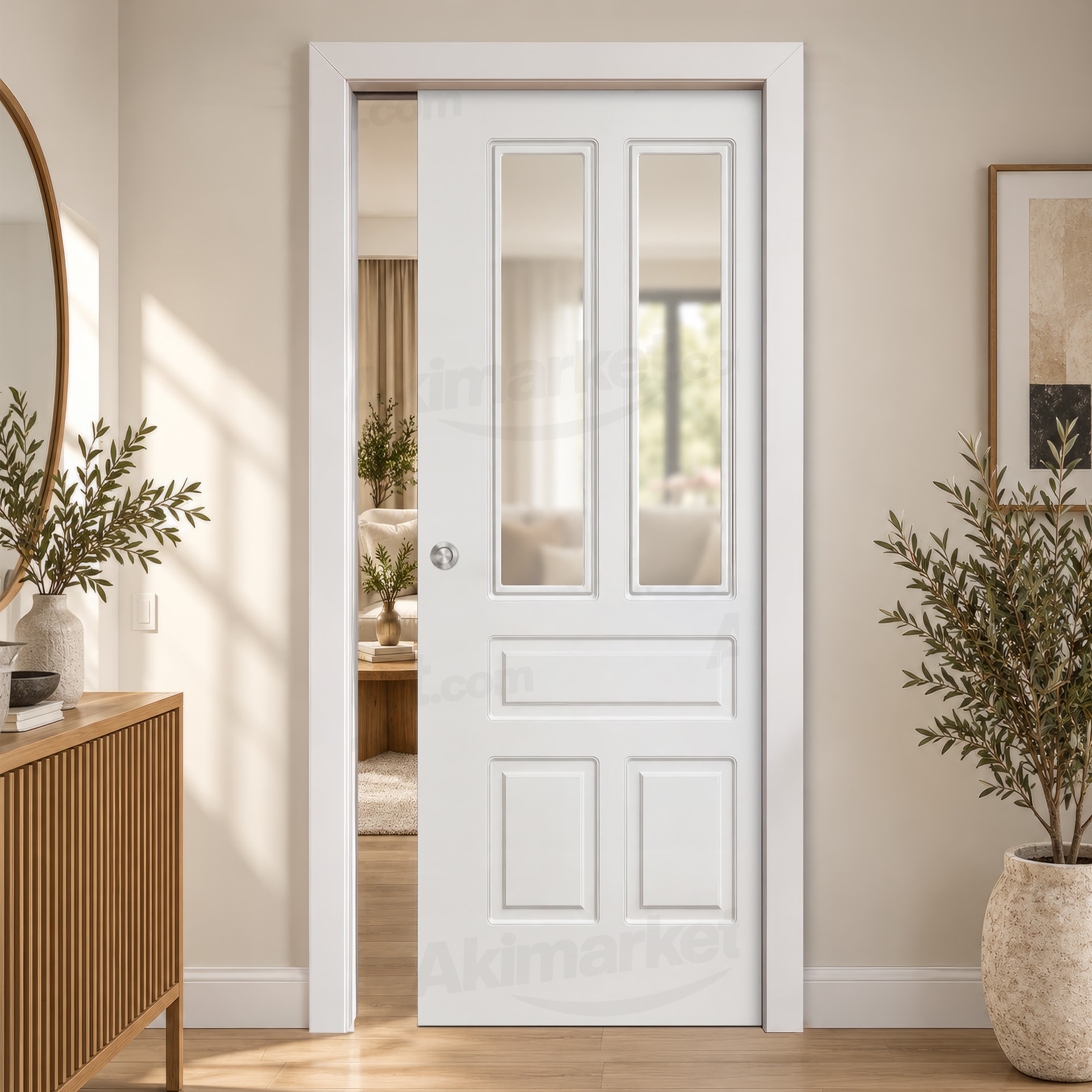 Puerta Corredera Aranjuez-V2 de Interior Lacada Blanca