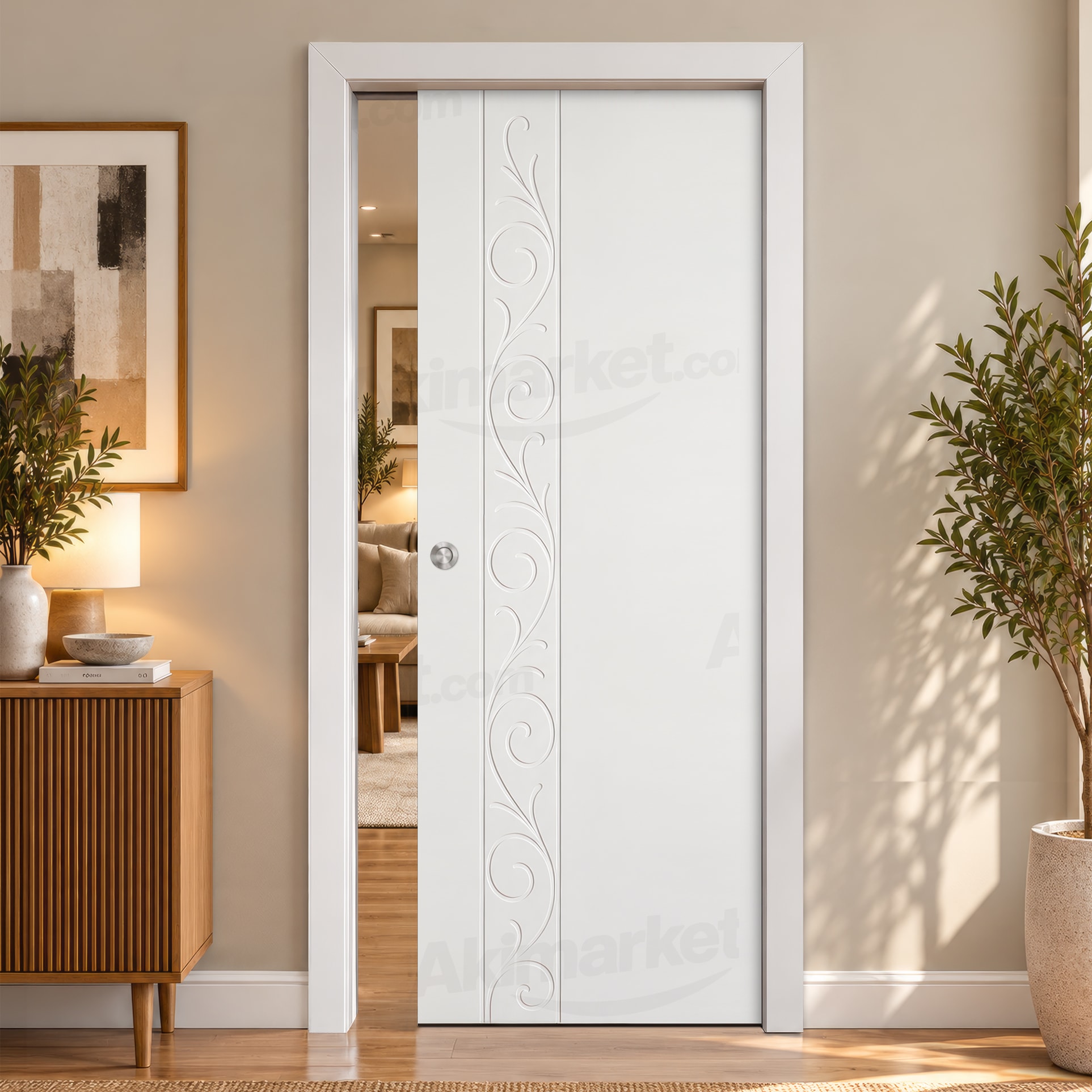 Puerta Corredera Barcelona de Interior Lacada Blanca