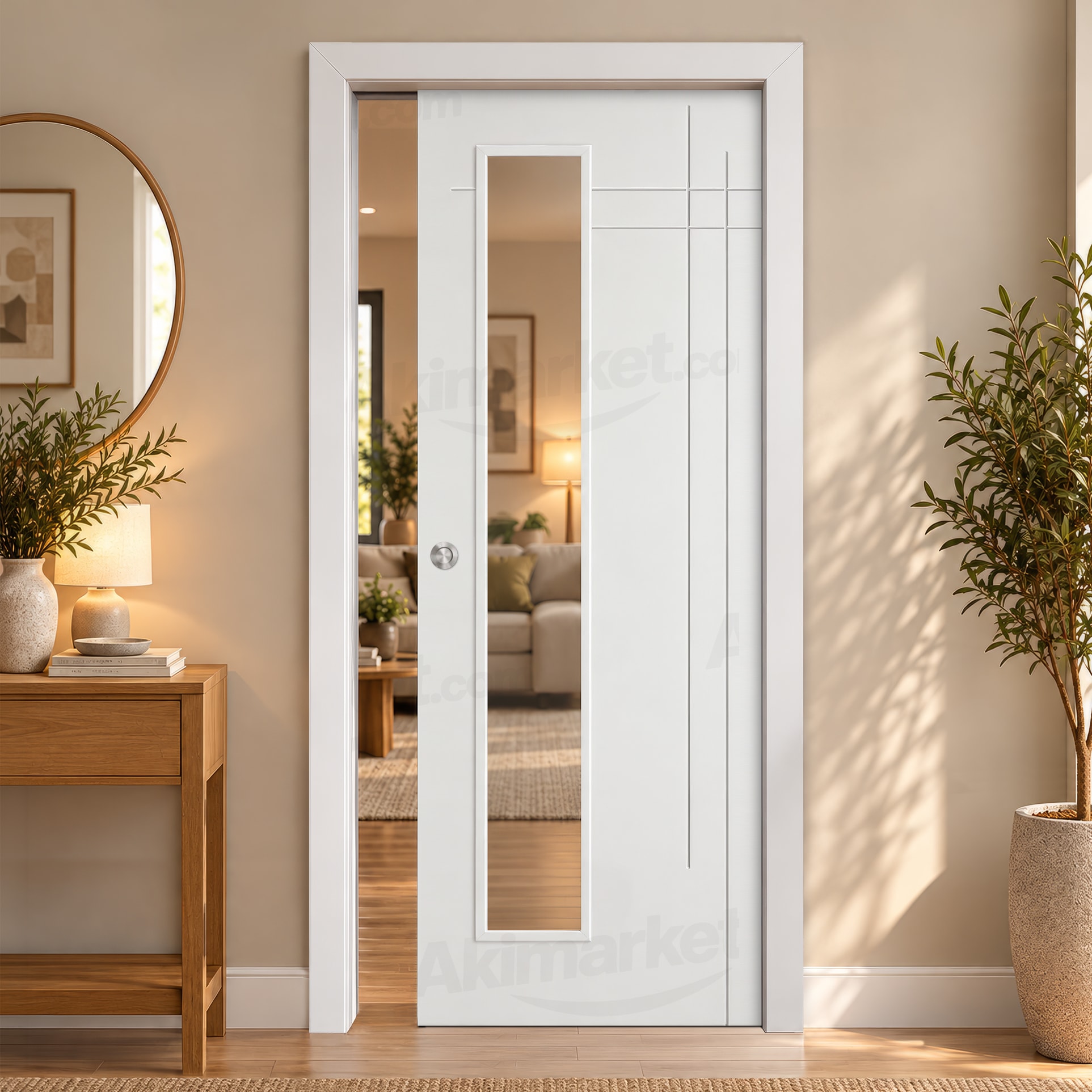 Puerta Corredera Gauss-V1L de Interior Lacada Blanca