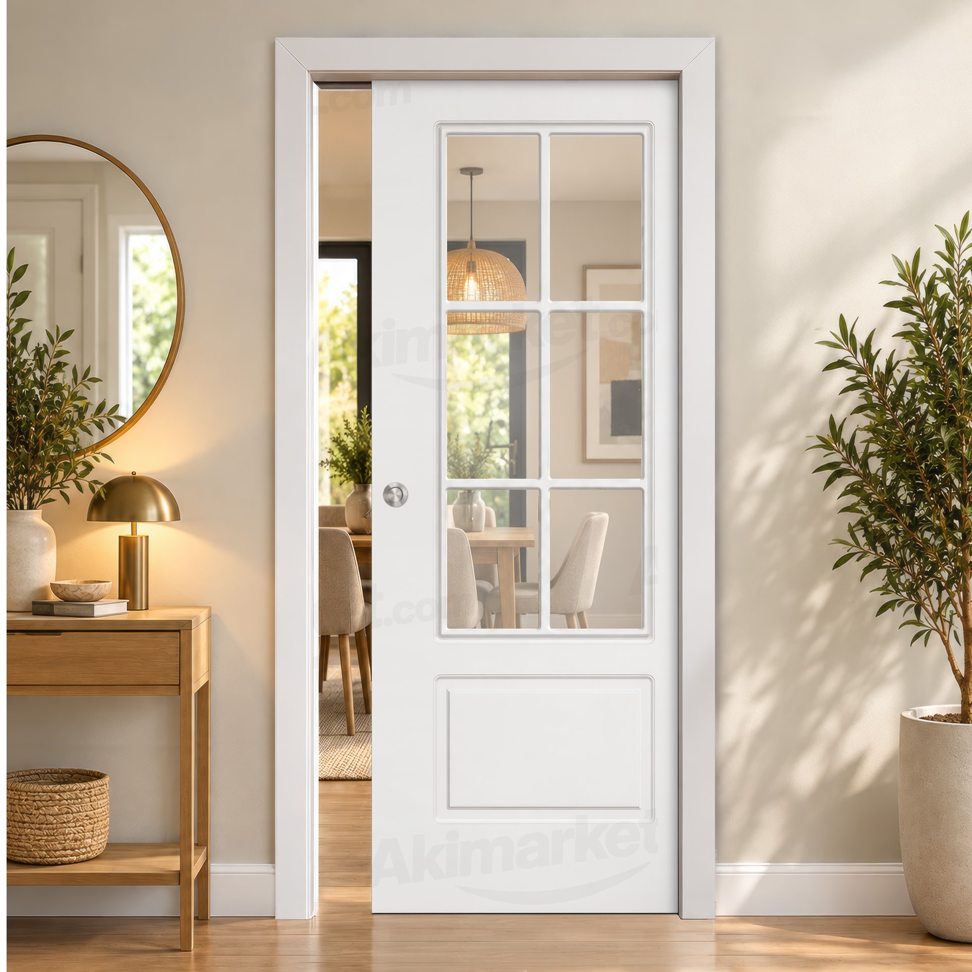 Puerta Corredera P-12-V6 de Interior Lacada Blanca