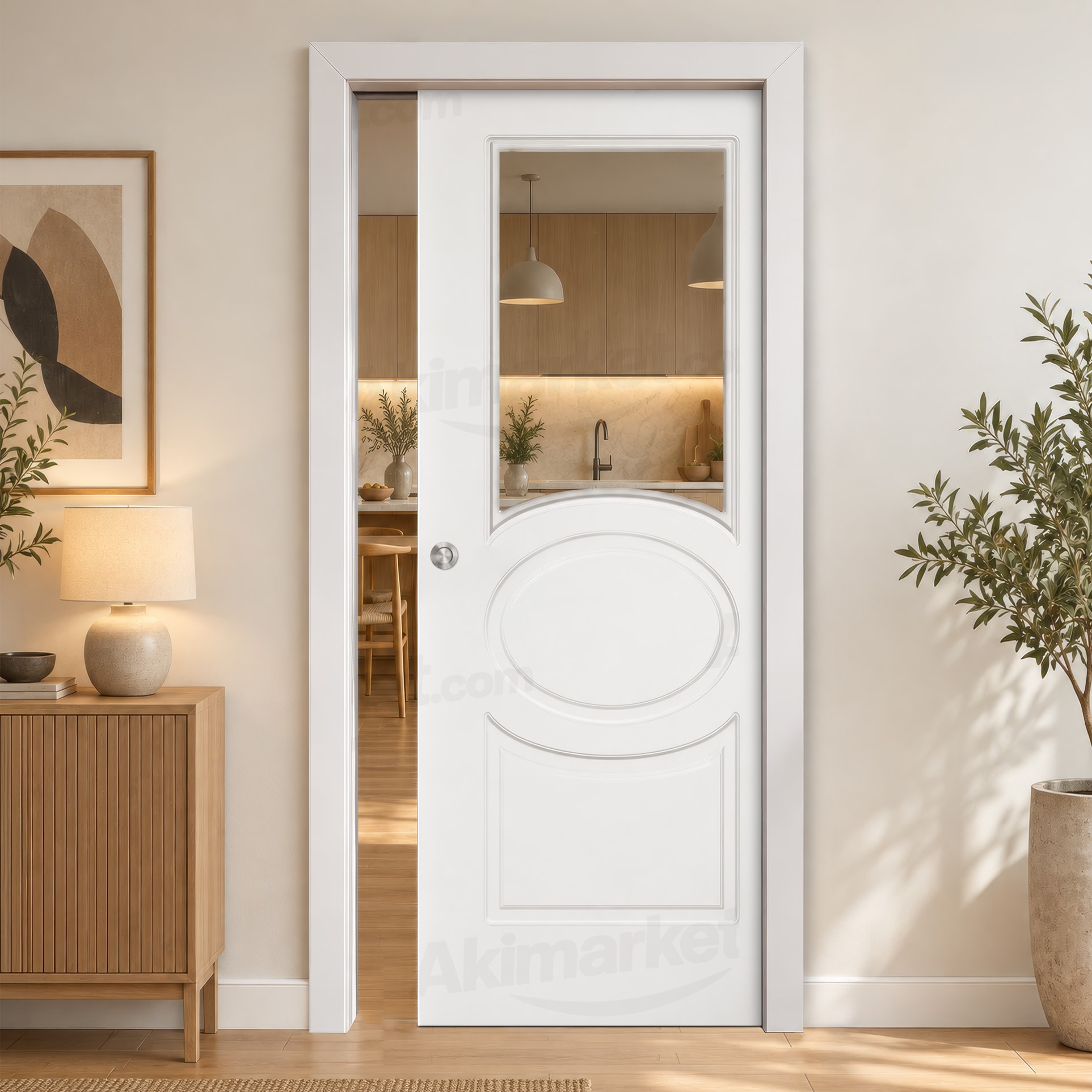 Puerta Corredera P620-V1 de Interior Lacada Blanca