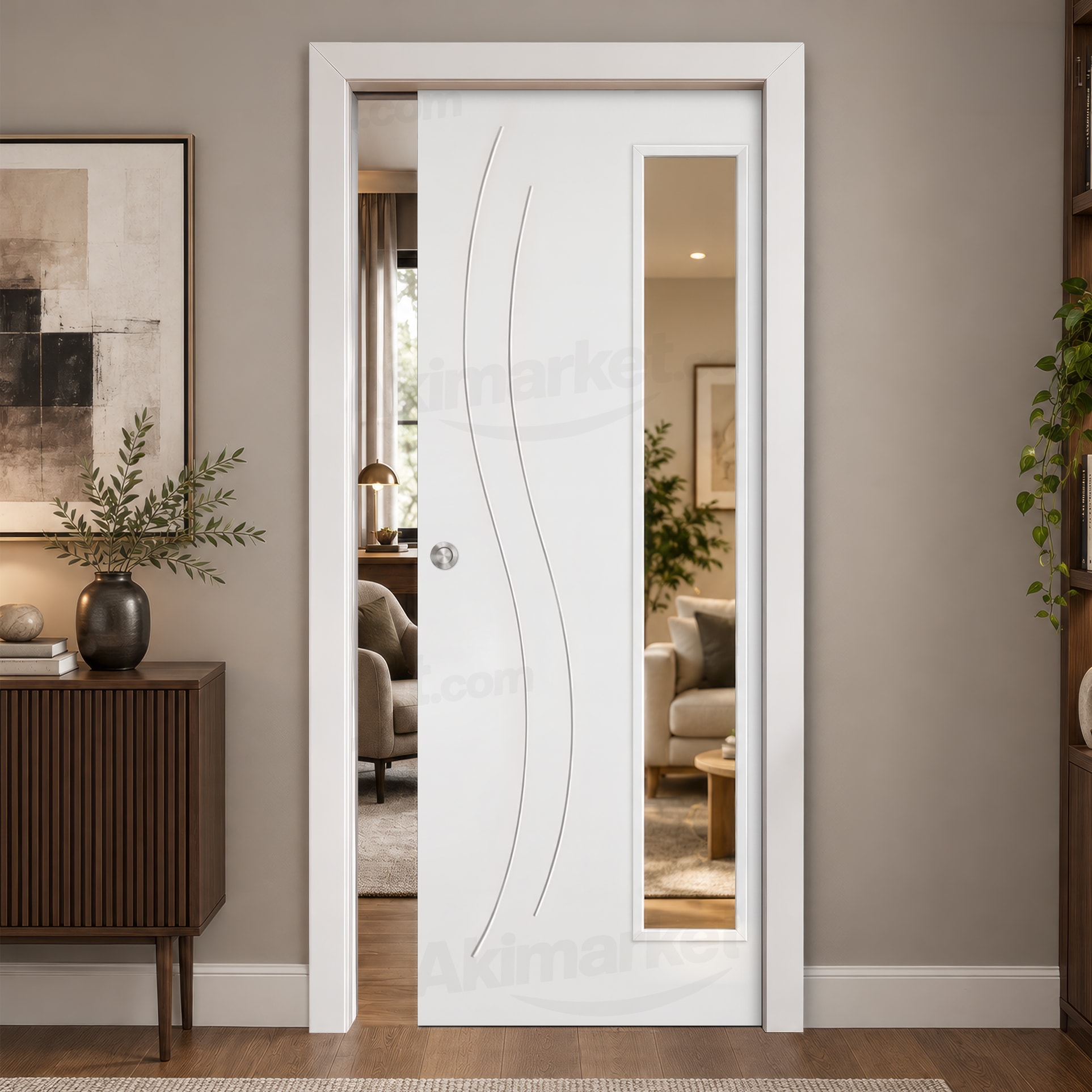 Puerta Corredera Panamá-V1L de Interior Lacada Blanca