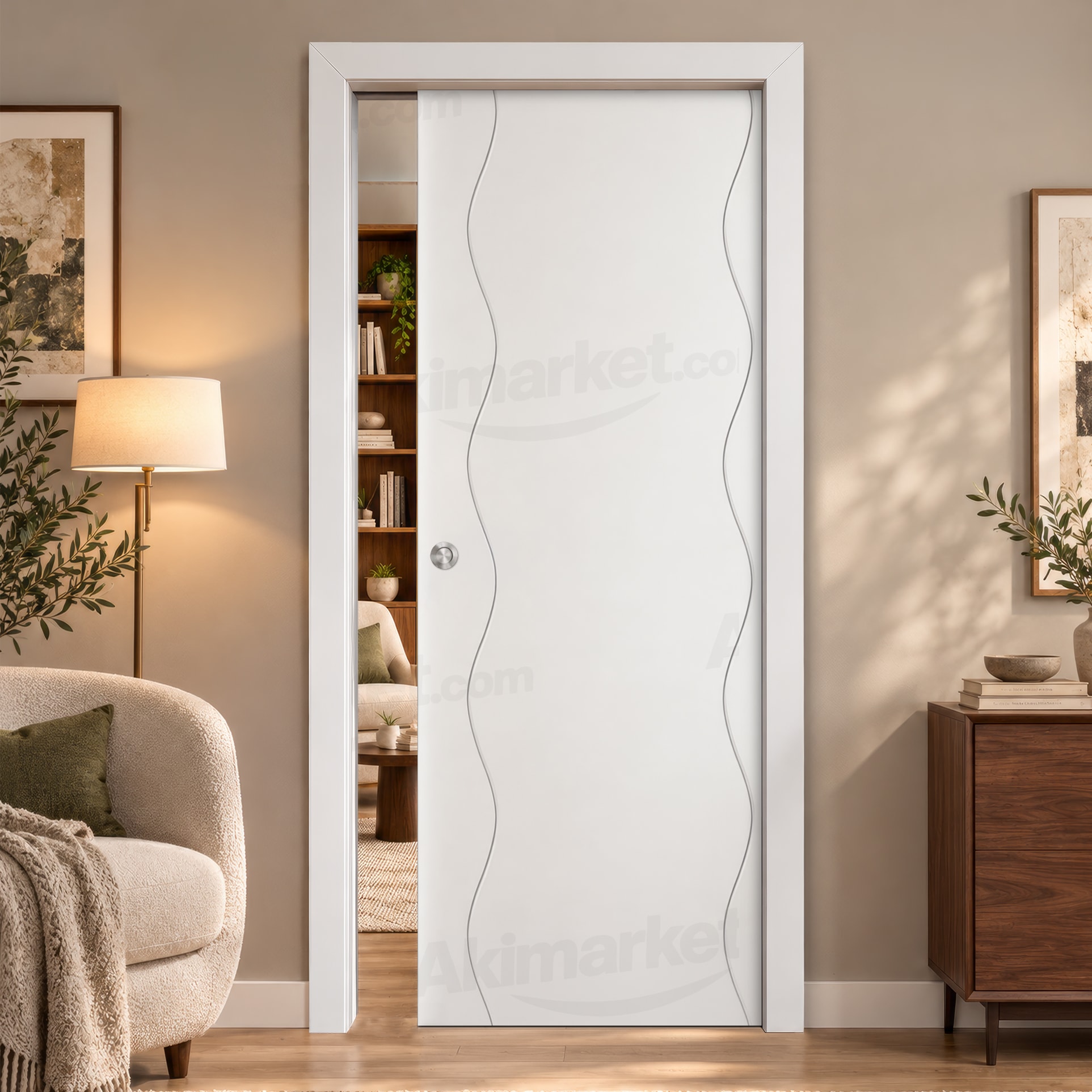 Puerta Corredera PL-3400 de Interior Lacada Blanca