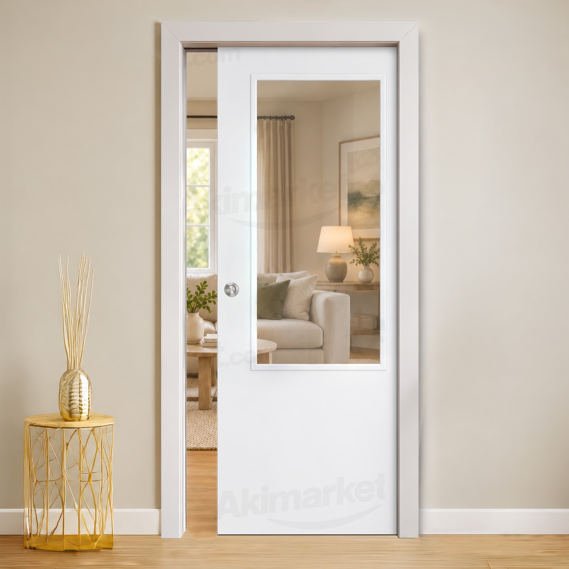 Puerta Corredera Blanca PL1-ZV1 de Interior Lacada Blanca