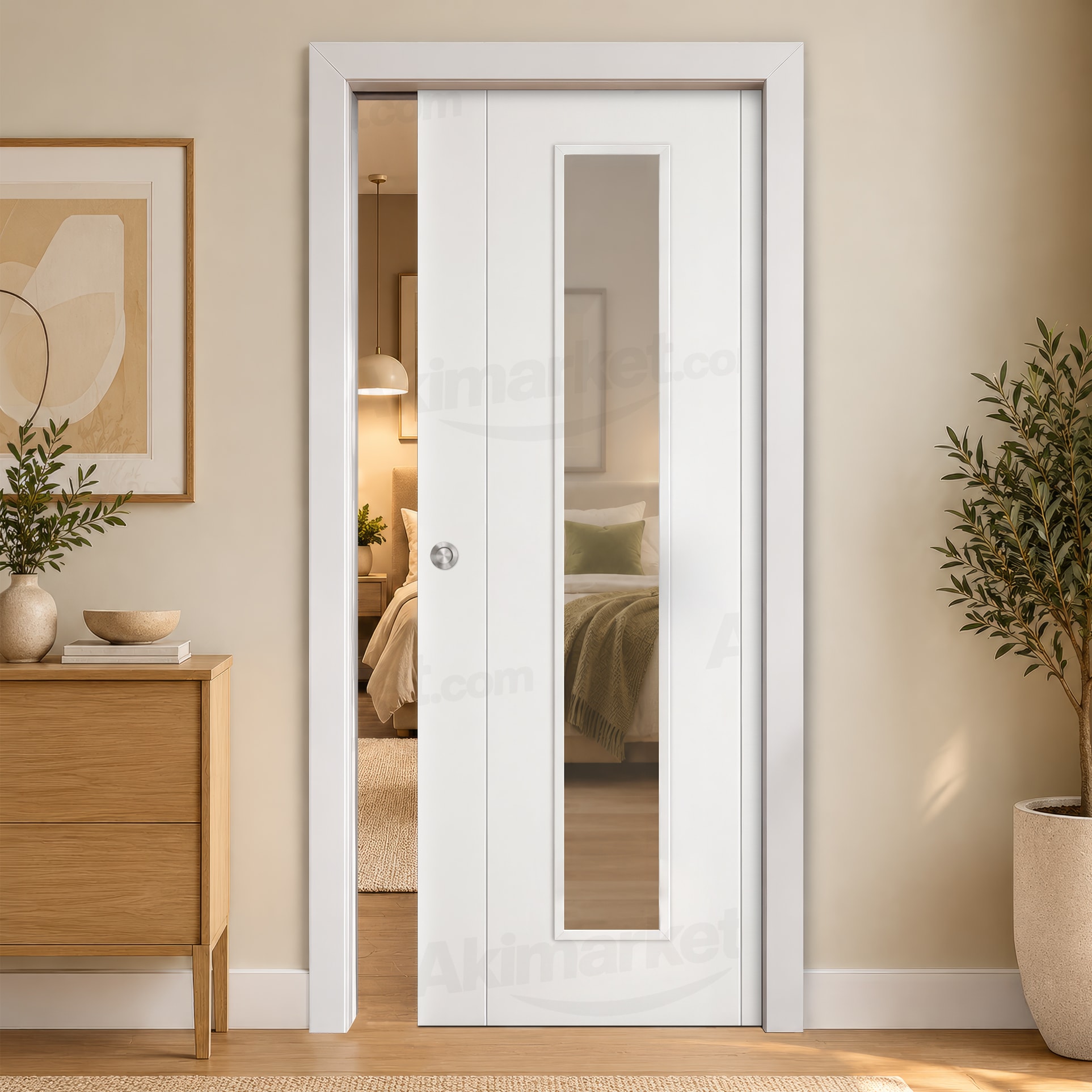 Puerta Corredera PVP1-V1C de Interior Lacada Blanca