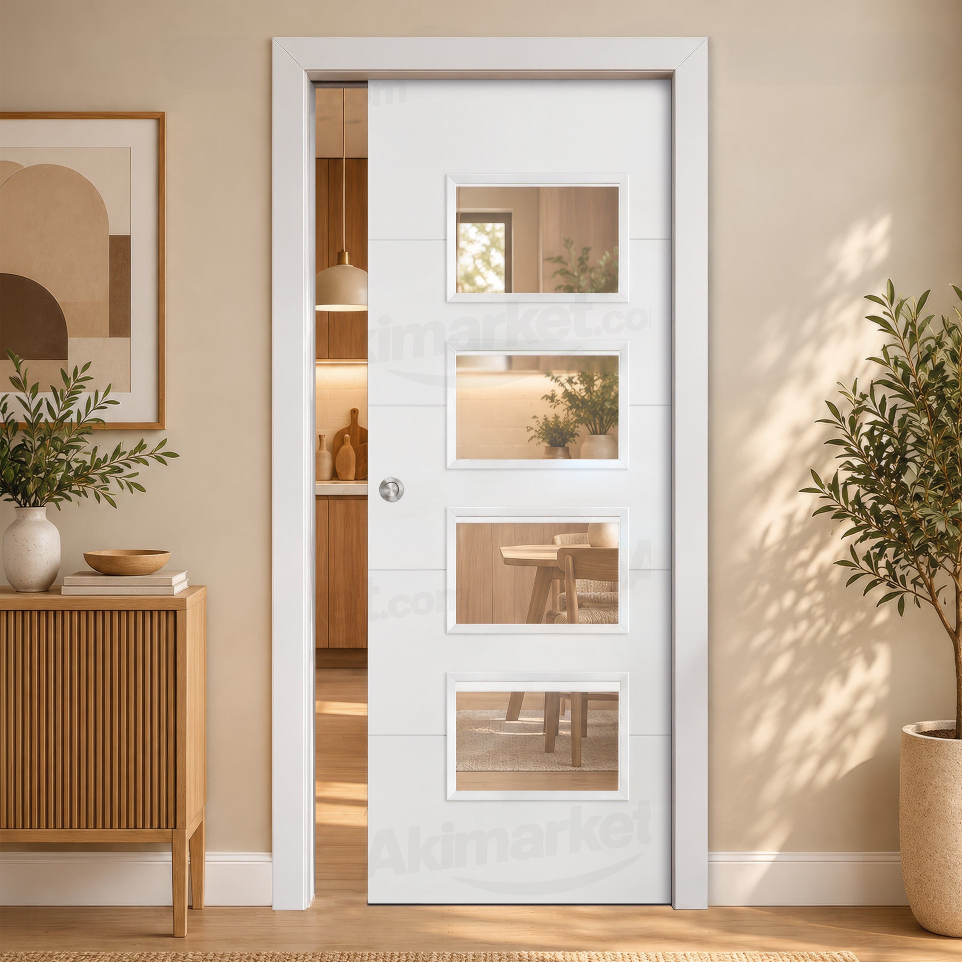 Puerta Corredera PVT5-BV4 de Interior Lacada Blanca