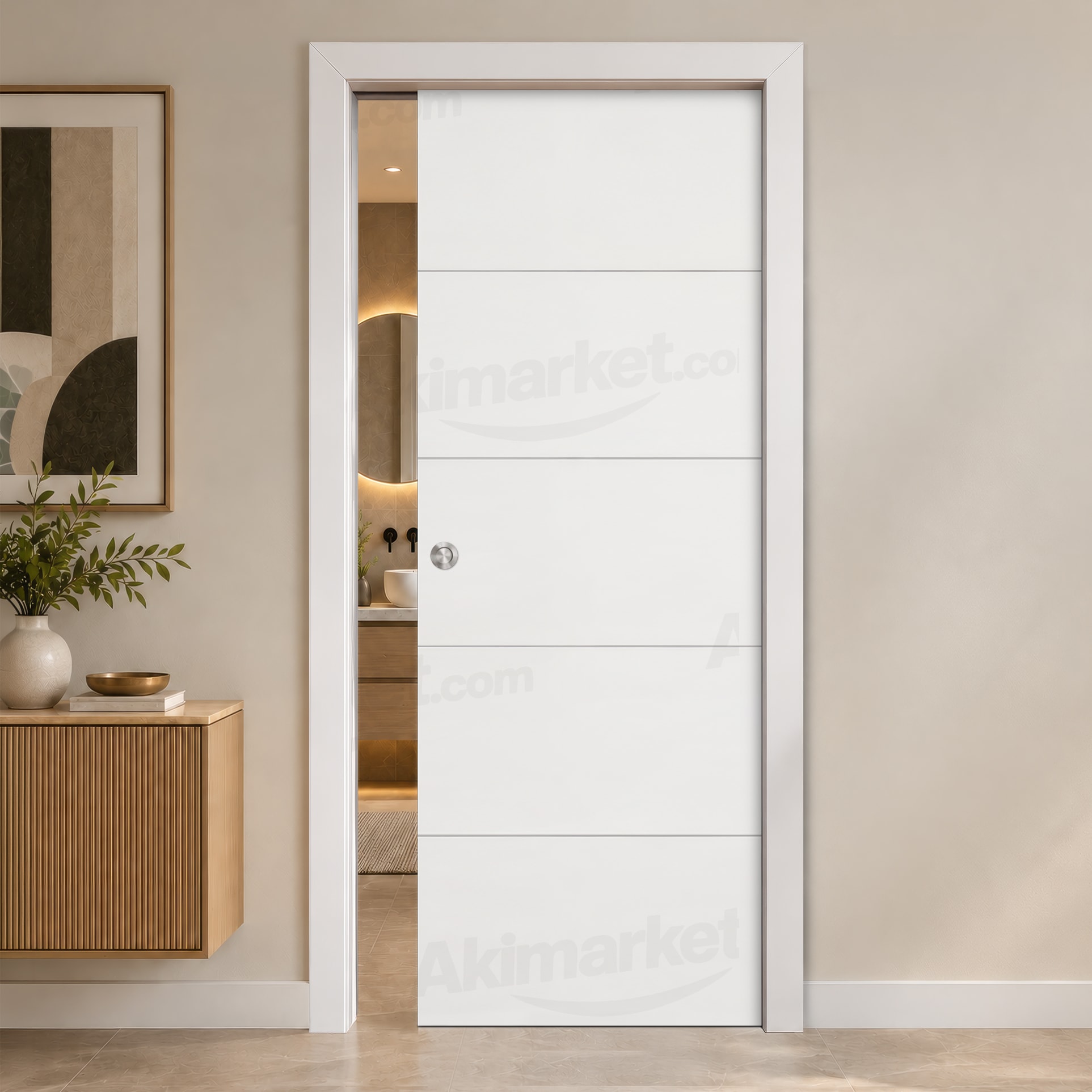 Puerta Corredera PVT5 de Interior Lacada Blanca