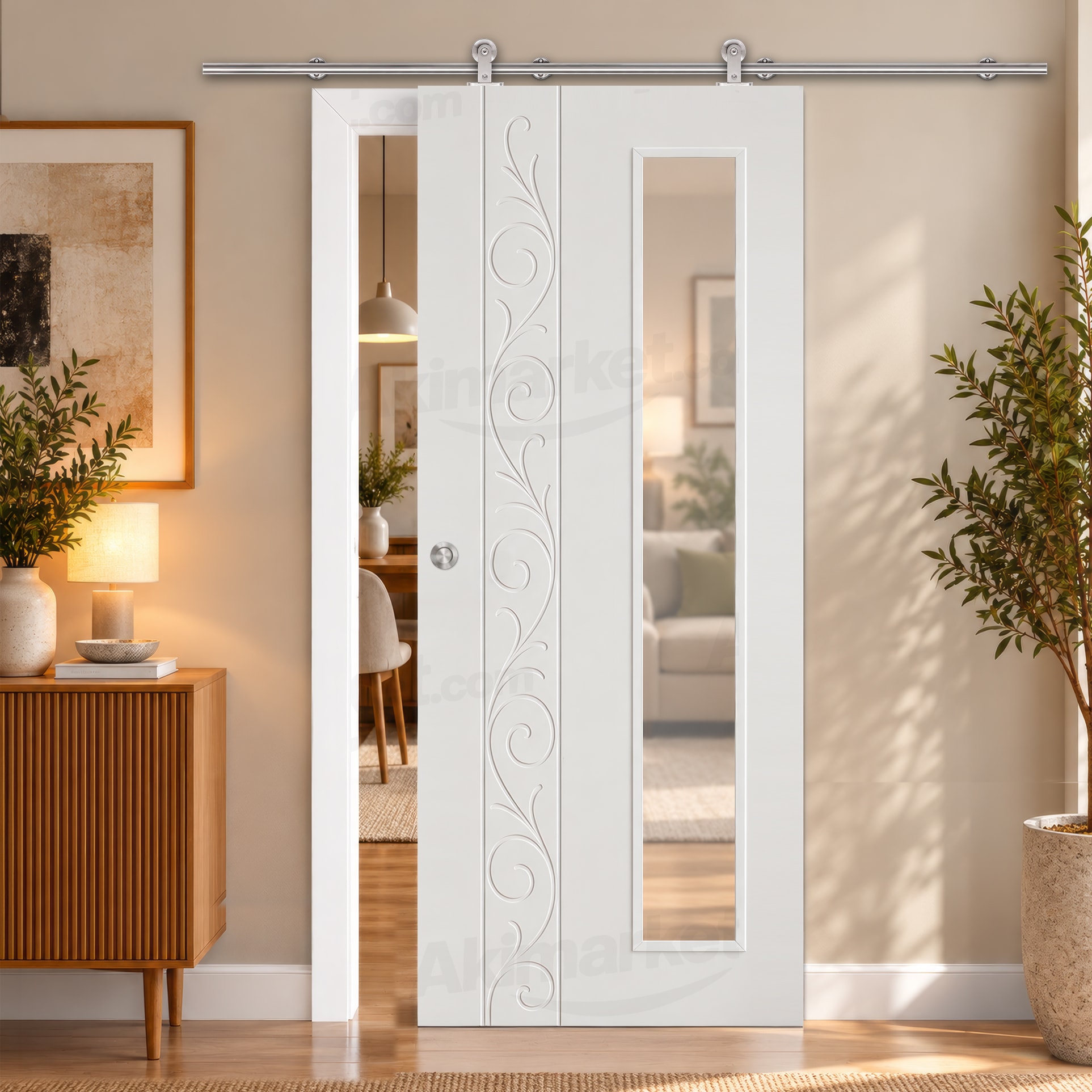 Puerta Corredera Barcelona-V1L de Interior Lacada Blanca