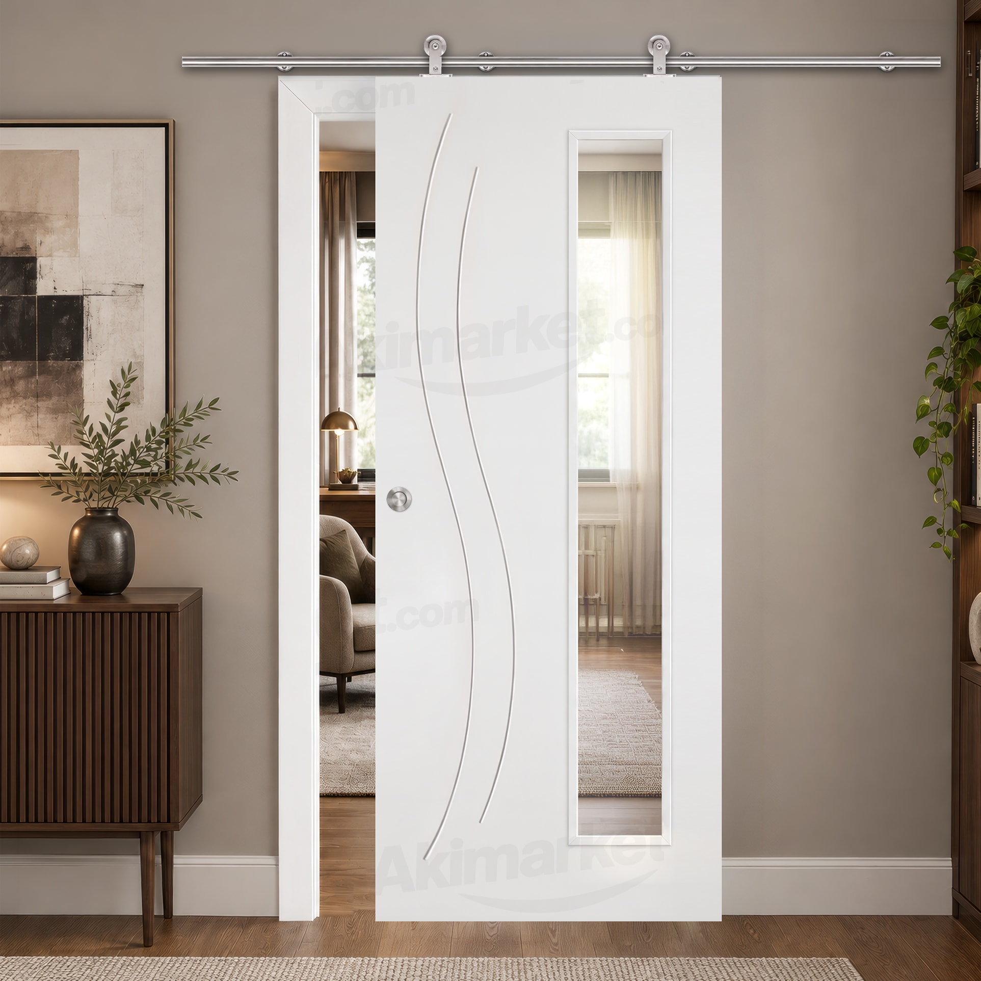 Puerta Corredera Panamá-V1L de Interior Lacada Blanca