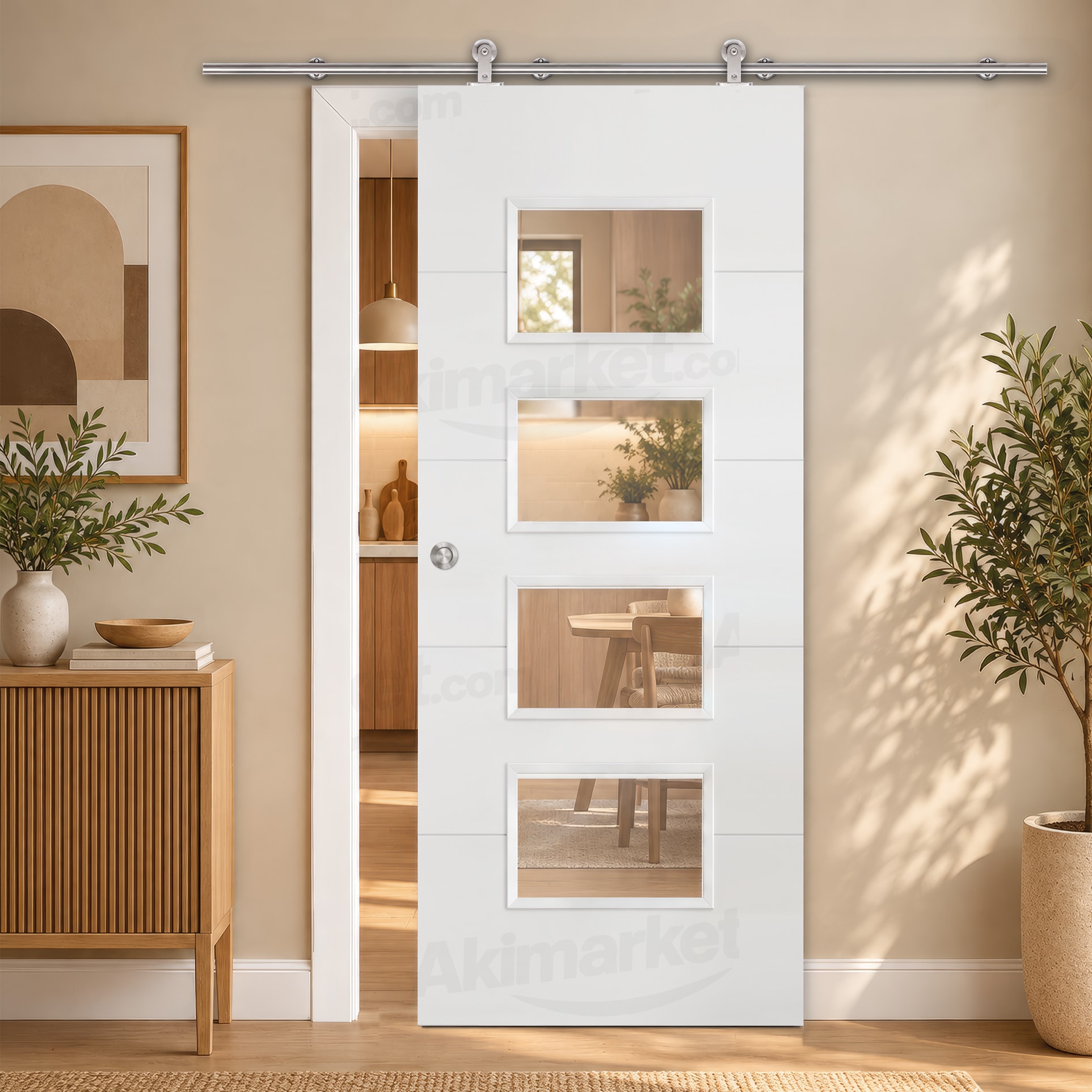 Puerta Corredera PVT5-BV4 de Interior Lacada Blanca