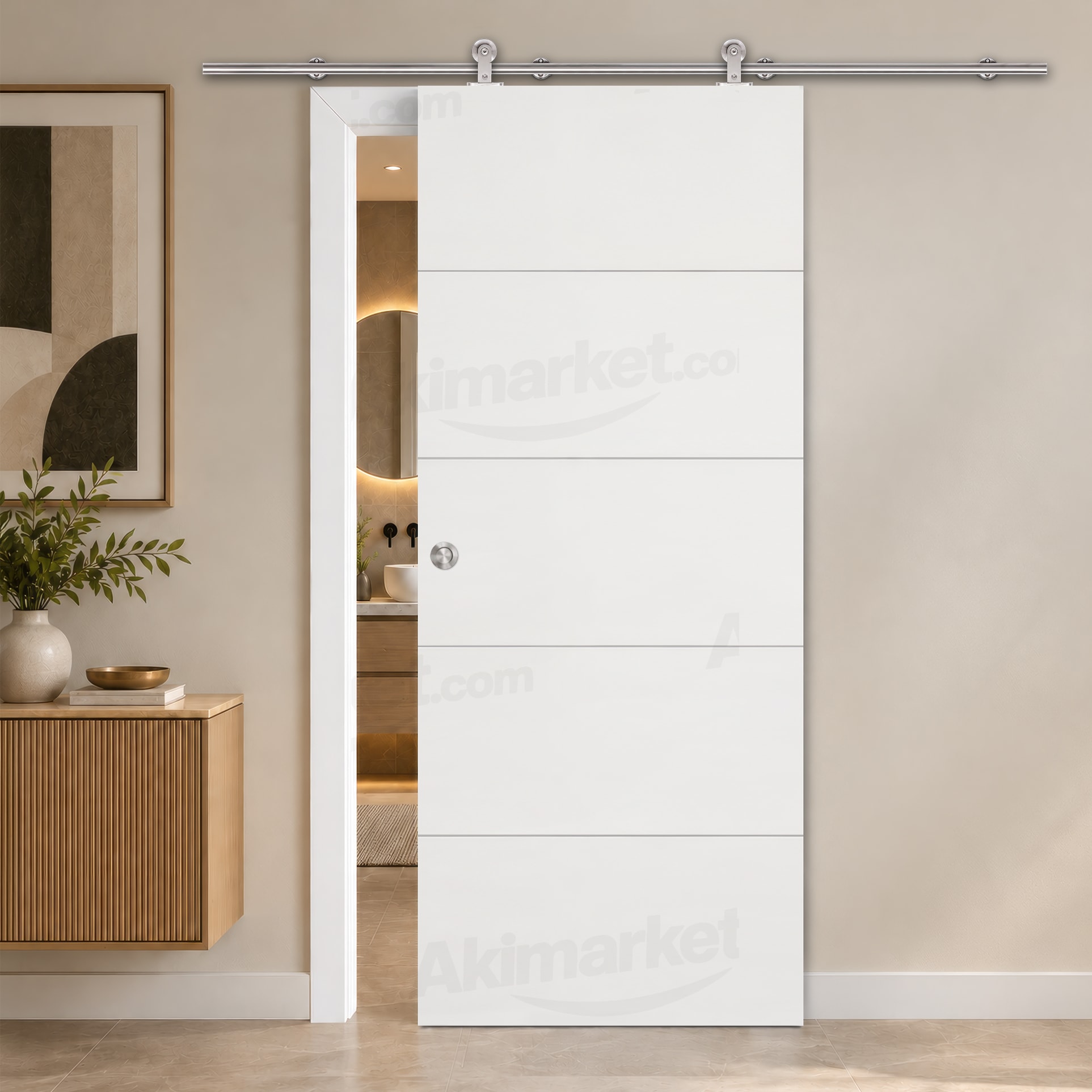 Puerta Corredera PVT5 de Interior Lacada Blanca